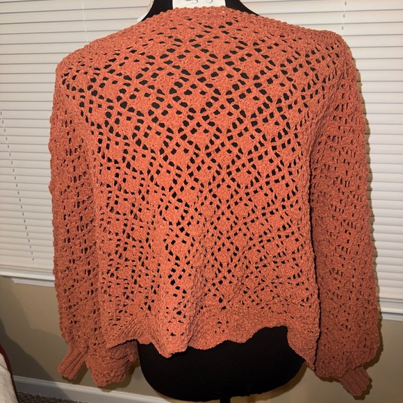Jessica Simpson Open Knit Poncho Sweater Cropped SweaterMauve Size Med - Picture 10 of 11